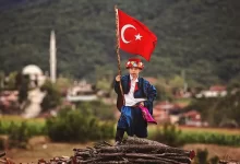 Lifestyle in Turkey, a man with Turkey flag