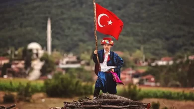 Lifestyle in Turkey, a man with Turkey flag