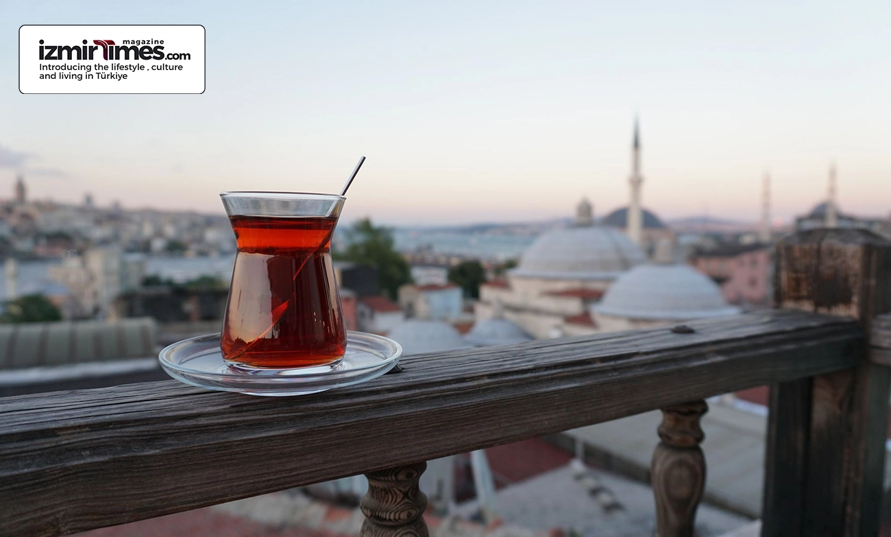 Turkish tea cup view in Istanbul